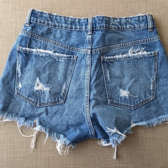 Zara blue high rise ripped cut off denim jeans shorts size 4 US @R - Picture 3 of 8